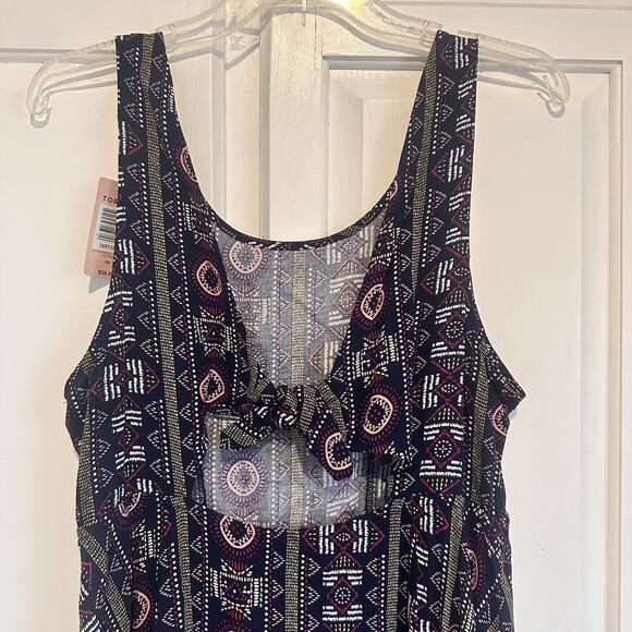 Torrid Geo Print Tank Dress Challis Size 00 Open Bow Back - Picture 2 of 14